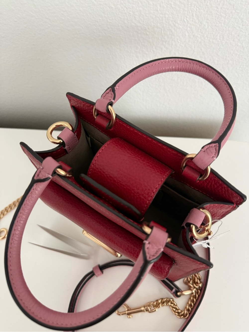 Coach Pink and Red Colorblock Mini Purse - Picture 6 of 11